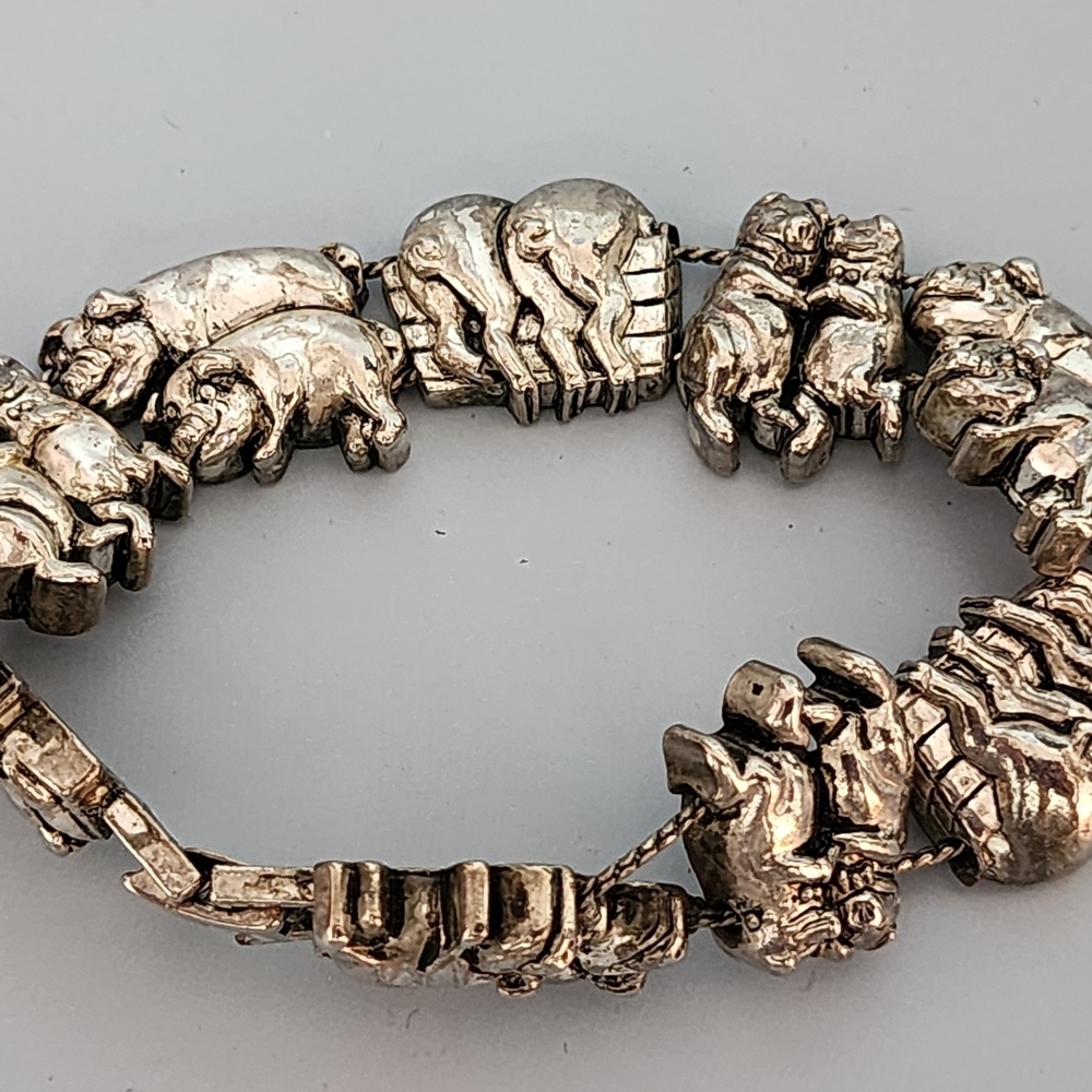 Silver Tone Pig Charm Bracelet - Picture 6 of 6